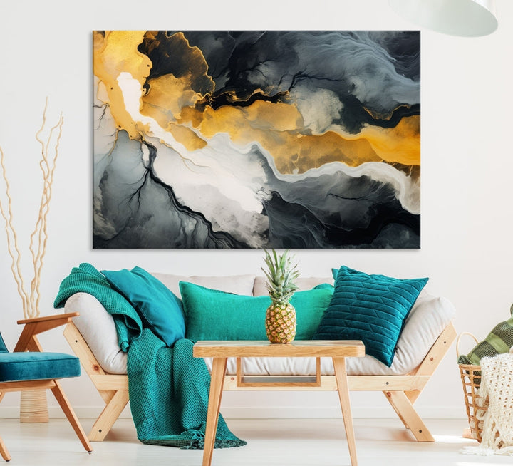 Fluid Abstract Clouds Large Canvas Print Wall Art, Marble Set of , Contemporary Painting, Artwork for Living Room Decor