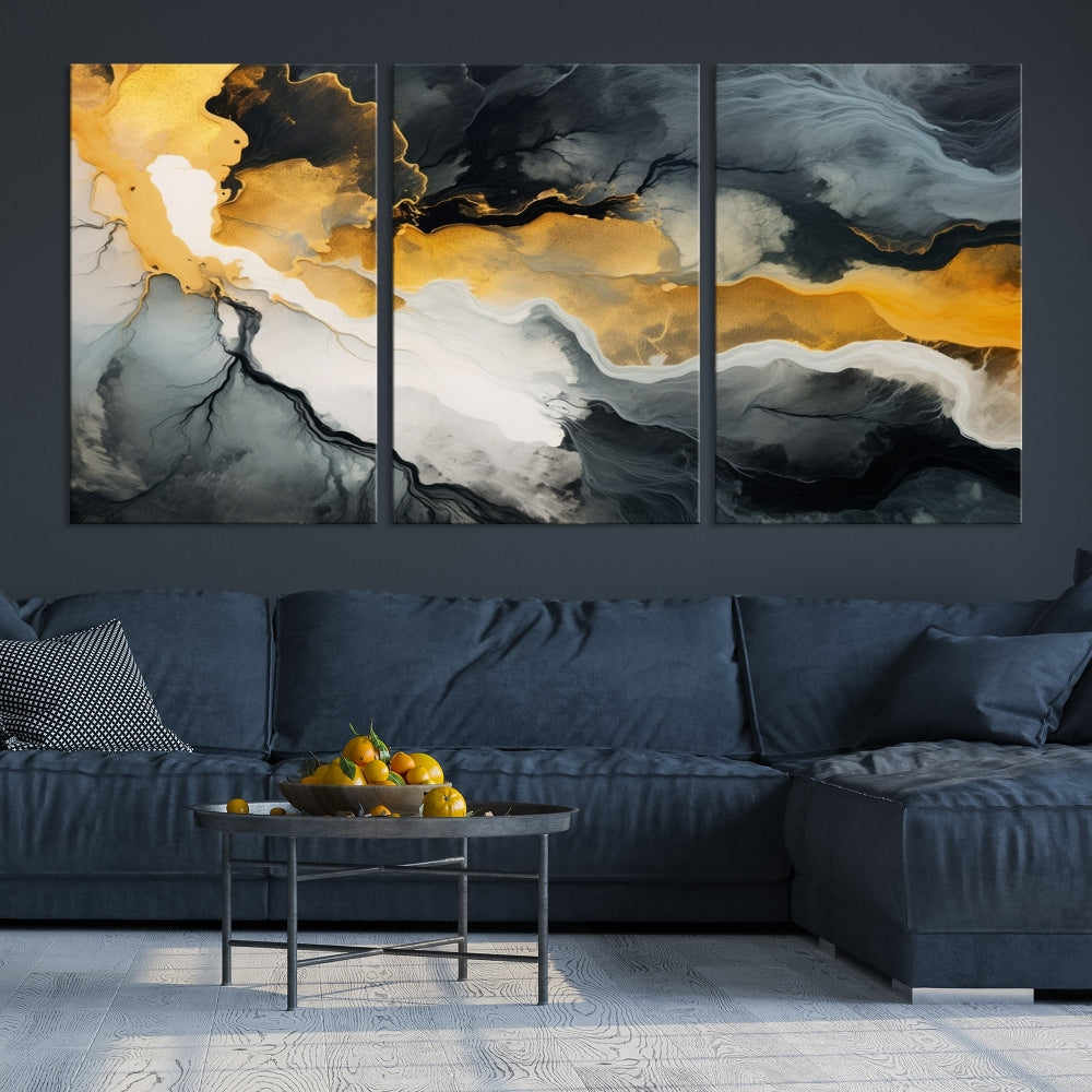 Fluid Abstract Clouds Large Canvas Print Wall Art, Marble Set of , Contemporary Painting, Artwork for Living Room Decor