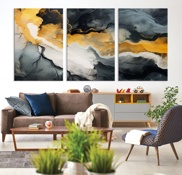 Fluid Abstract Clouds Large Canvas Print Wall Art, Marble Set of , Contemporary Painting, Artwork for Living Room Decor