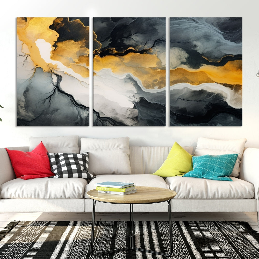 Fluid Abstract Clouds Large Canvas Print Wall Art, Marble Set of , Contemporary Painting, Artwork for Living Room Decor