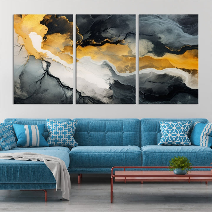 Fluid Abstract Clouds Large Canvas Print Wall Art, Marble Set of , Contemporary Painting, Artwork for Living Room Decor