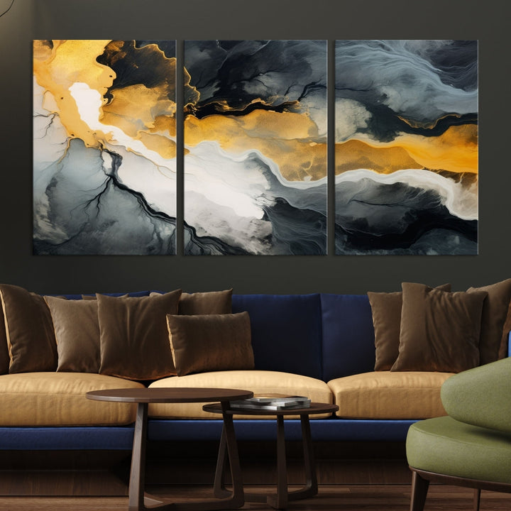 Fluid Abstract Clouds Large Canvas Print Wall Art, Marble Set of , Contemporary Painting, Artwork for Living Room Decor