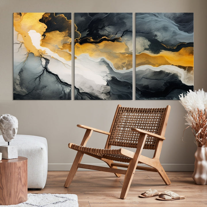 Fluid Abstract Clouds Large Canvas Print Wall Art, Marble Set of , Contemporary Painting, Artwork for Living Room Decor