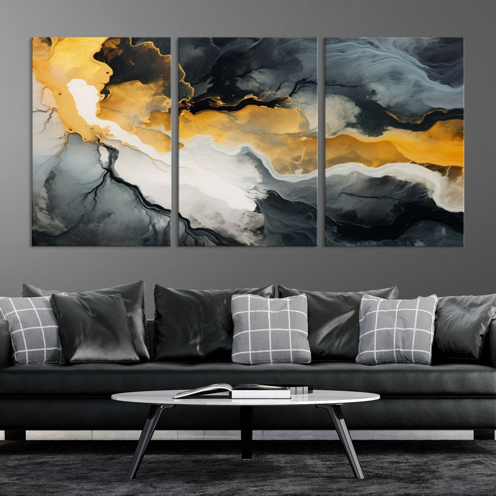 Fluid Abstract Clouds Large Canvas Print Wall Art, Marble Set of , Contemporary Painting, Artwork for Living Room Decor