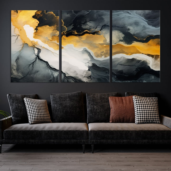 Fluid Abstract Clouds Large Canvas Print Wall Art, Marble Set of , Contemporary Painting, Artwork for Living Room Decor