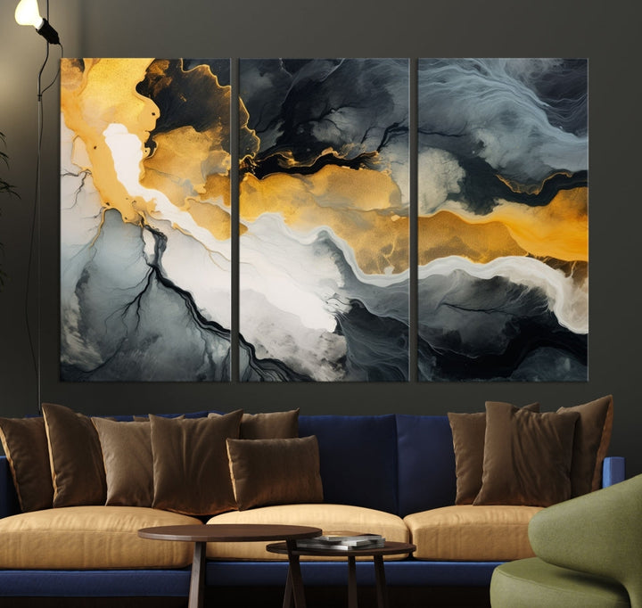 Fluid Abstract Clouds Large Canvas Print Wall Art, Marble Set of , Contemporary Painting, Artwork for Living Room Decor