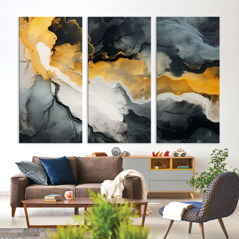 Fluid Abstract Clouds Large Canvas Print Wall Art, Marble Set of , Contemporary Painting, Artwork for Living Room Decor