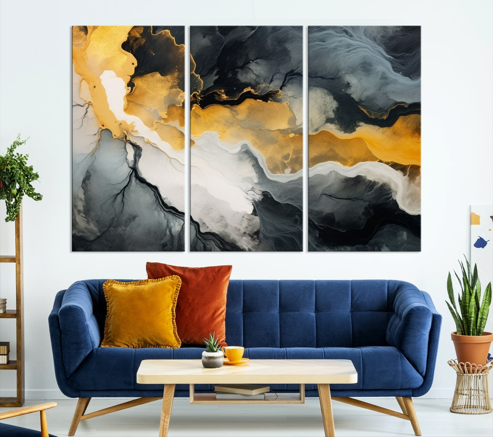 Fluid Abstract Clouds Large Canvas Print Wall Art, Marble Set of , Contemporary Painting, Artwork for Living Room Decor