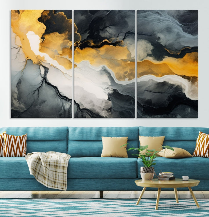 Fluid Abstract Clouds Large Canvas Print Wall Art, Marble Set of , Contemporary Painting, Artwork for Living Room Decor