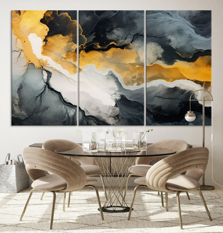 Fluid Abstract Clouds Large Canvas Print Wall Art, Marble Set of , Contemporary Painting, Artwork for Living Room Decor