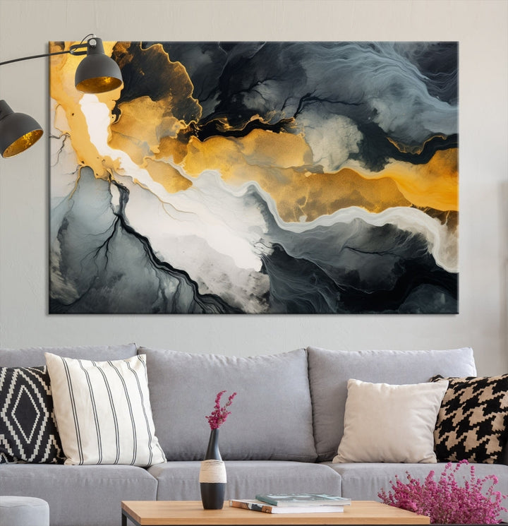 Fluid Abstract Clouds Large Canvas Print Wall Art, Marble Set of , Contemporary Painting, Artwork for Living Room Decor