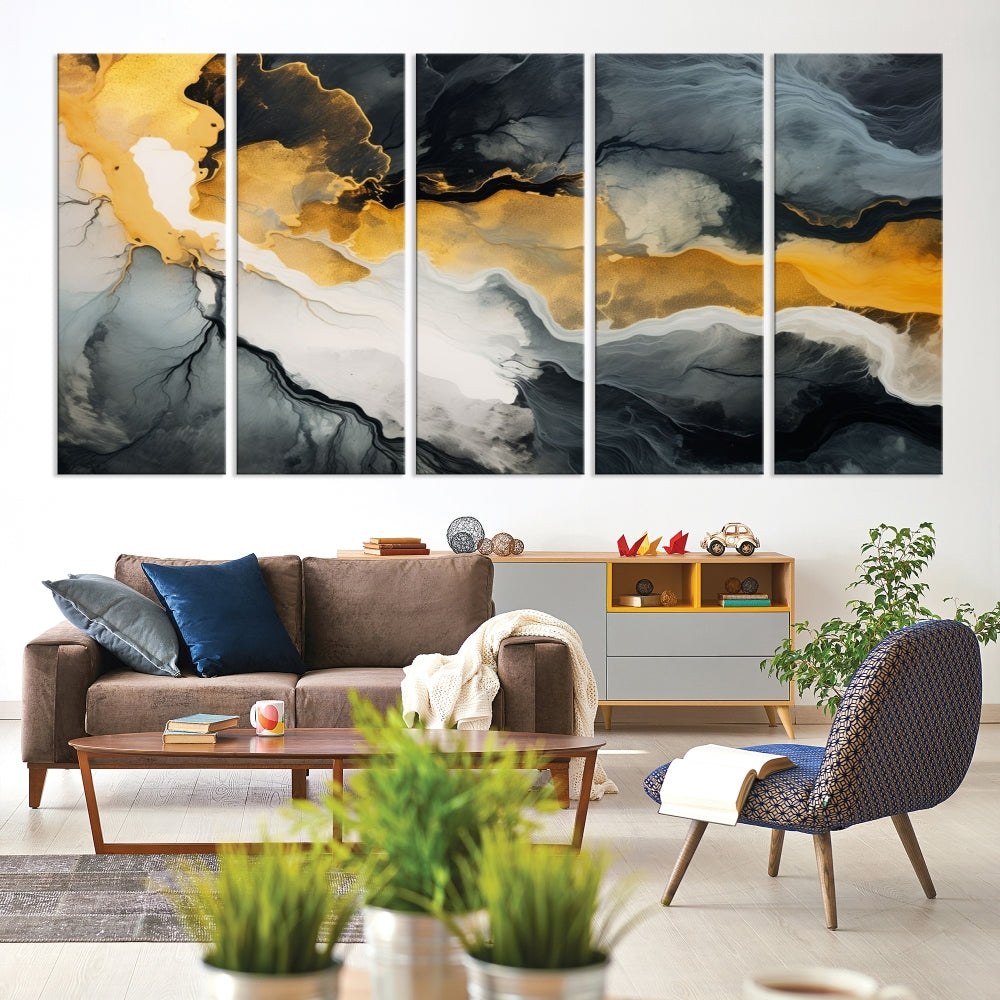 Fluid Abstract Clouds Large Canvas Print Wall Art, Marble Set of , Contemporary Painting, Artwork for Living Room Decor