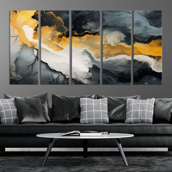 Fluid Abstract Clouds Large Canvas Print Wall Art, Marble Set of , Contemporary Painting, Artwork for Living Room Decor