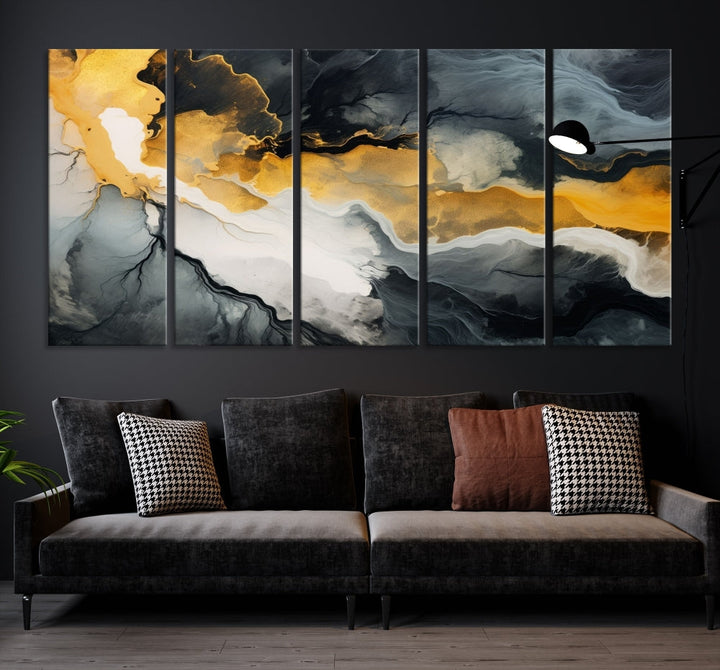 Fluid Abstract Clouds Large Canvas Print Wall Art, Marble Set of , Contemporary Painting, Artwork for Living Room Decor