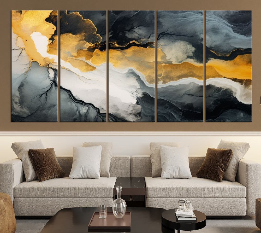 Fluid Abstract Clouds Large Canvas Print Wall Art, Marble Set of , Contemporary Painting, Artwork for Living Room Decor