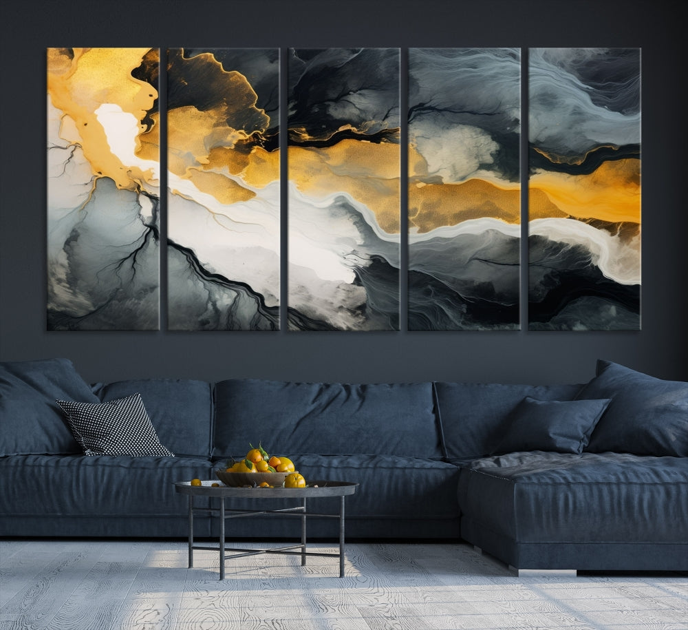 Fluid Abstract Clouds Large Canvas Print Wall Art, Marble Set of , Contemporary Painting, Artwork for Living Room Decor