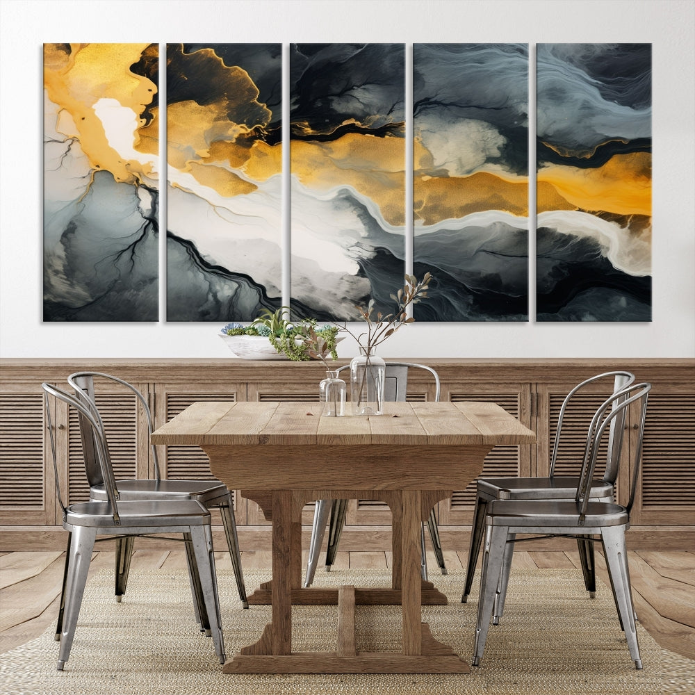 Fluid Abstract Clouds Large Canvas Print Wall Art, Marble Set of , Contemporary Painting, Artwork for Living Room Decor