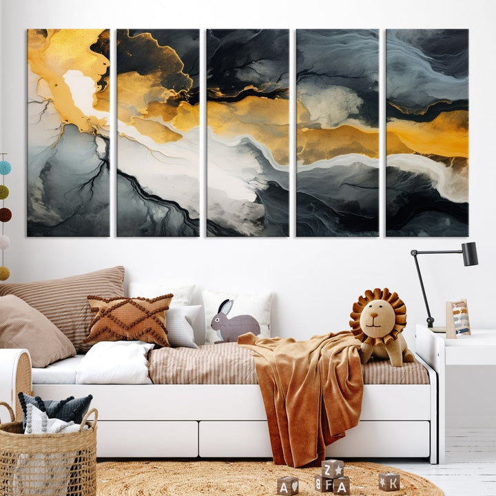 Fluid Abstract Clouds Large Canvas Print Wall Art, Marble Set of , Contemporary Painting, Artwork for Living Room Decor