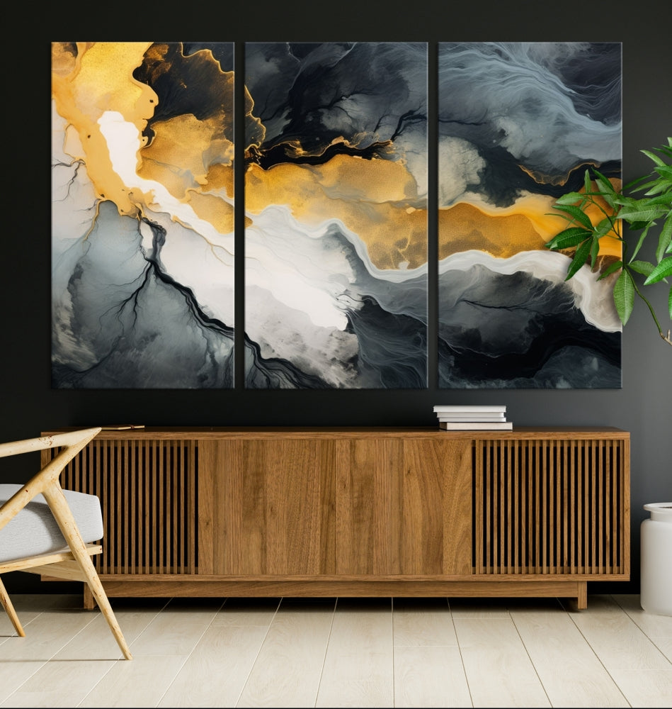 Fluid Abstract Clouds Large Canvas Print Wall Art, Marble Set of , Contemporary Painting, Artwork for Living Room Decor