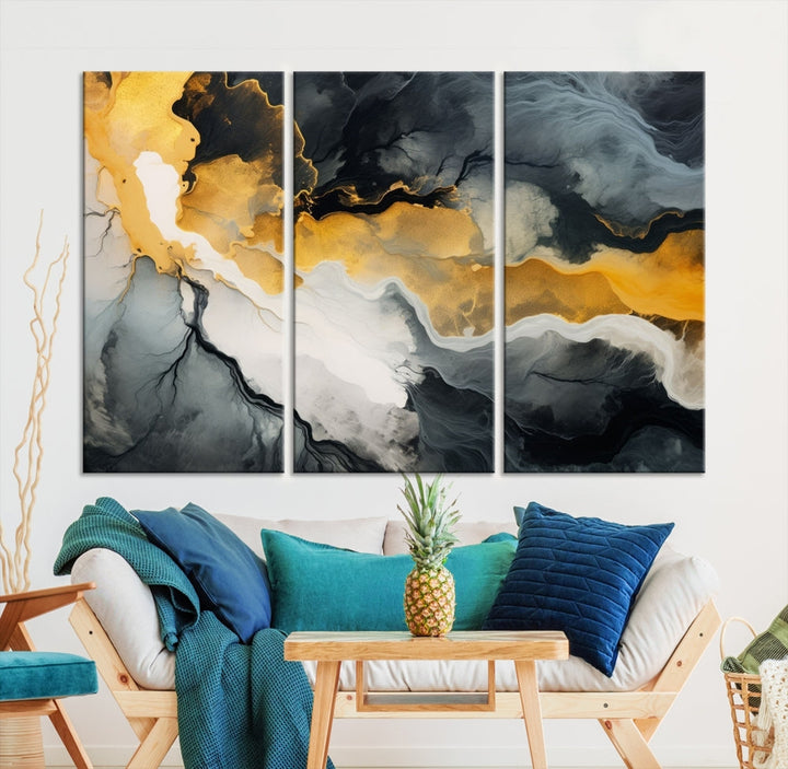 Fluid Abstract Clouds Large Canvas Print Wall Art, Marble Set of , Contemporary Painting, Artwork for Living Room Decor