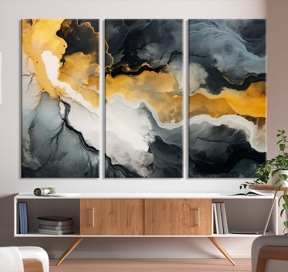 Fluid Abstract Clouds Large Canvas Print Wall Art, Marble Set of , Contemporary Painting, Artwork for Living Room Decor