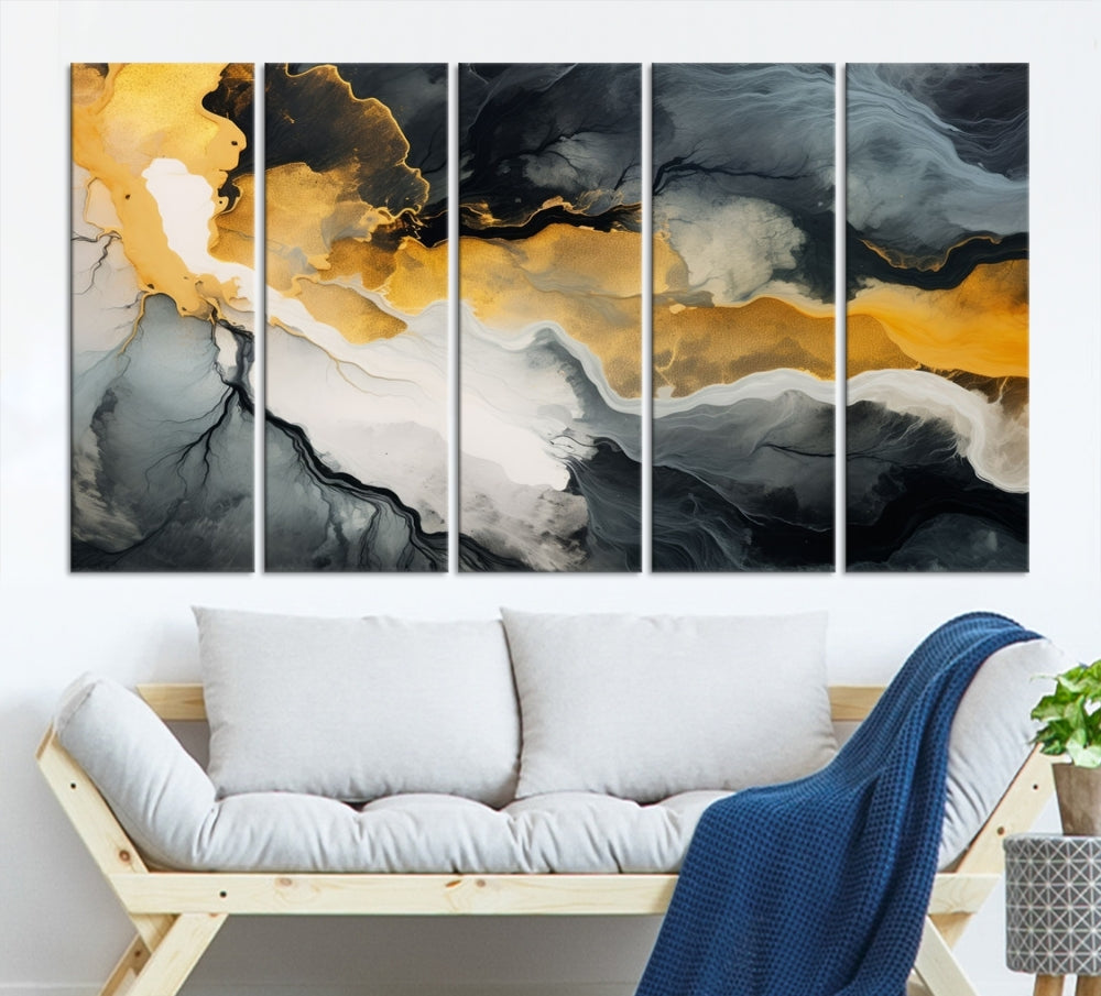 Fluid Abstract Clouds Large Canvas Print Wall Art, Marble Set of , Contemporary Painting, Artwork for Living Room Decor