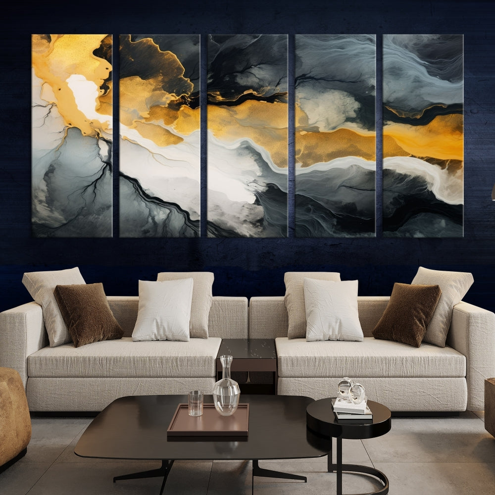 Fluid Abstract Clouds Large Canvas Print Wall Art, Marble Set of , Contemporary Painting, Artwork for Living Room Decor