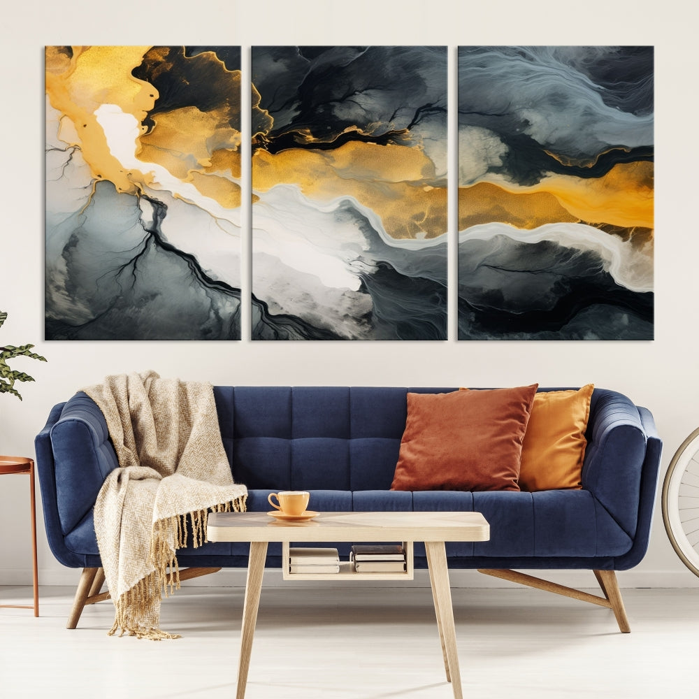 Fluid Abstract Clouds Large Canvas Print Wall Art, Marble Set of , Contemporary Painting, Artwork for Living Room Decor