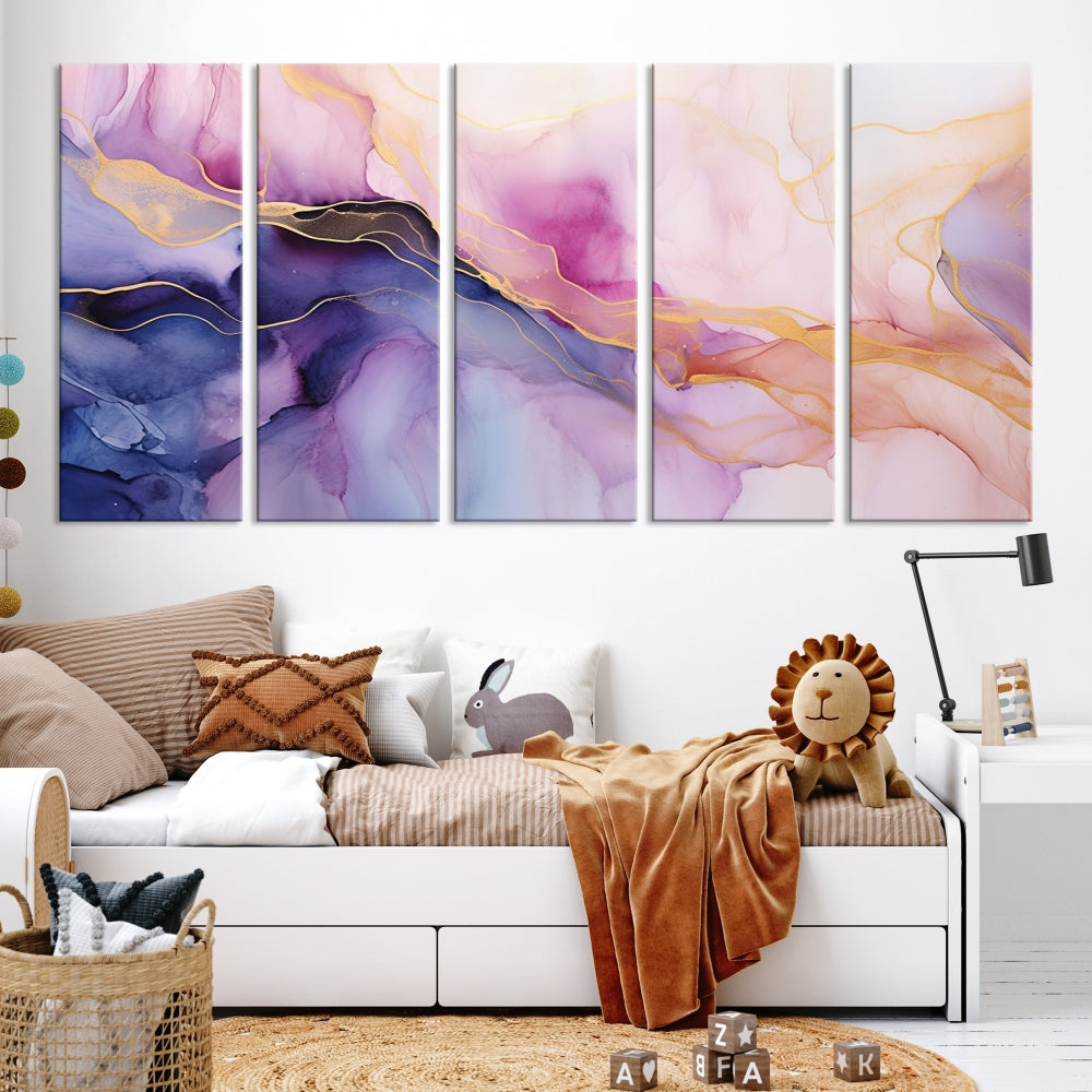 Fluid Abstract Painting, Panel Art Print, Canvas Wall Art, Modern Wall Decoration, Large Framed Abstract Print Set