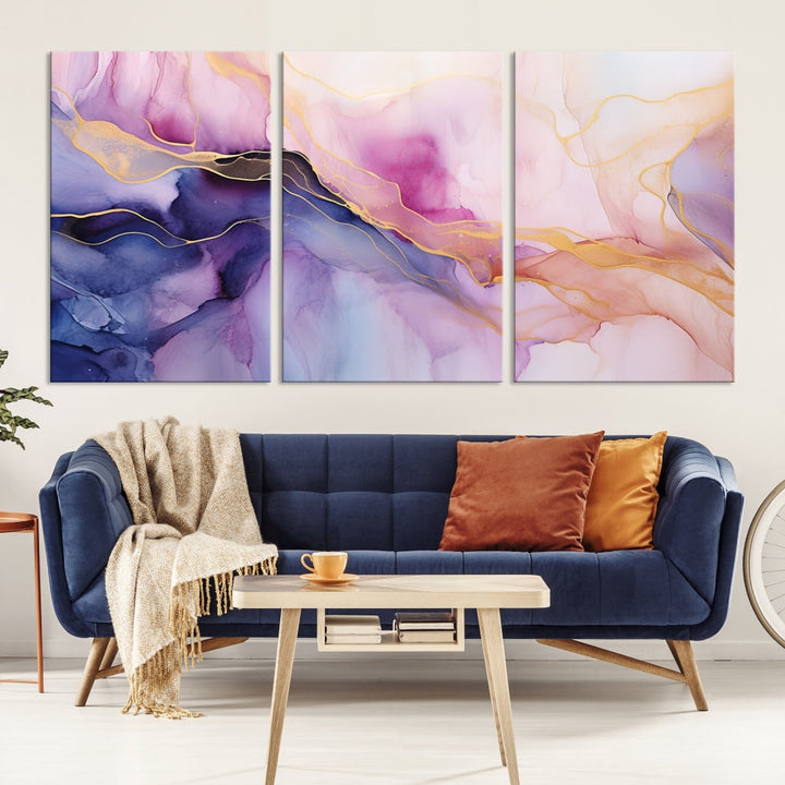 Fluid Abstract Painting, Panel Art Print, Canvas Wall Art, Modern Wall Decoration, Large Framed Abstract Print Set