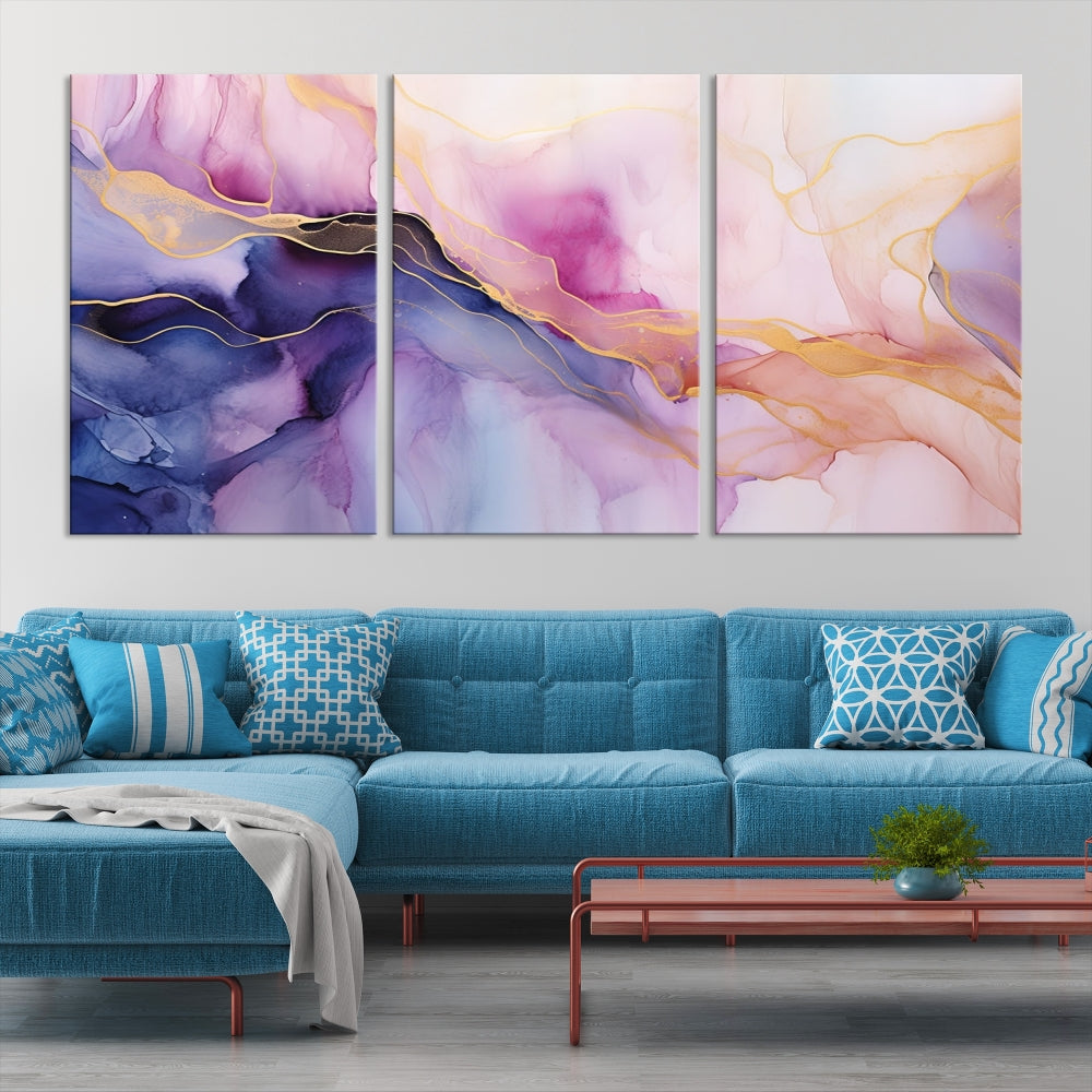 Fluid Abstract Painting, Panel Art Print, Canvas Wall Art, Modern Wall Decoration, Large Framed Abstract Print Set