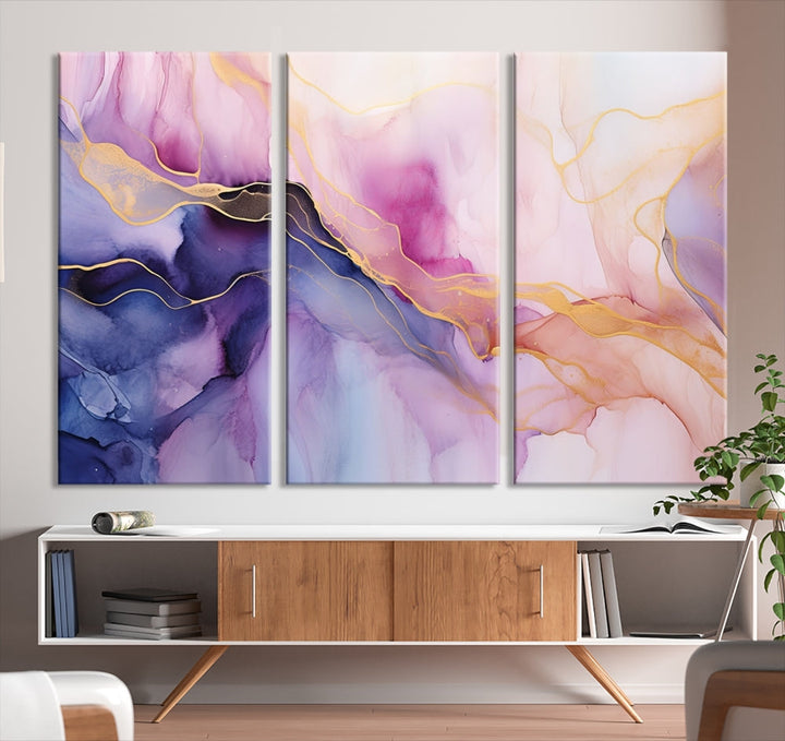 Fluid Abstract Painting, Panel Art Print, Canvas Wall Art, Modern Wall Decoration, Large Framed Abstract Print Set