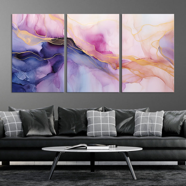 Fluid Abstract Painting, Panel Art Print, Canvas Wall Art, Modern Wall Decoration, Large Framed Abstract Print Set