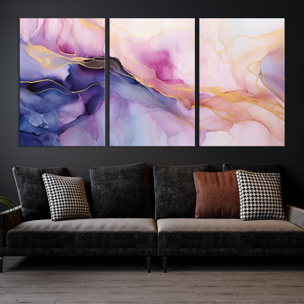 Fluid Abstract Painting, Panel Art Print, Canvas Wall Art, Modern Wall Decoration, Large Framed Abstract Print Set