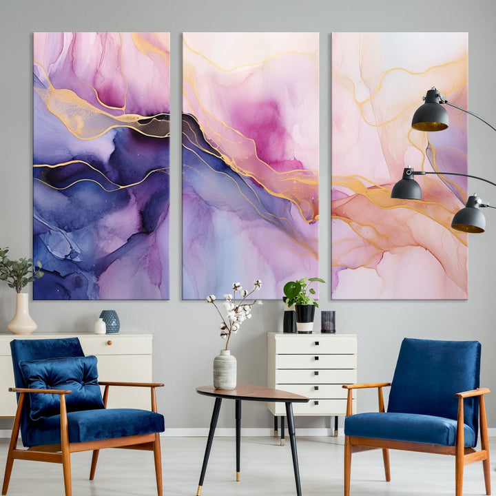 Fluid Abstract Painting, Panel Art Print, Canvas Wall Art, Modern Wall Decoration, Large Framed Abstract Print Set