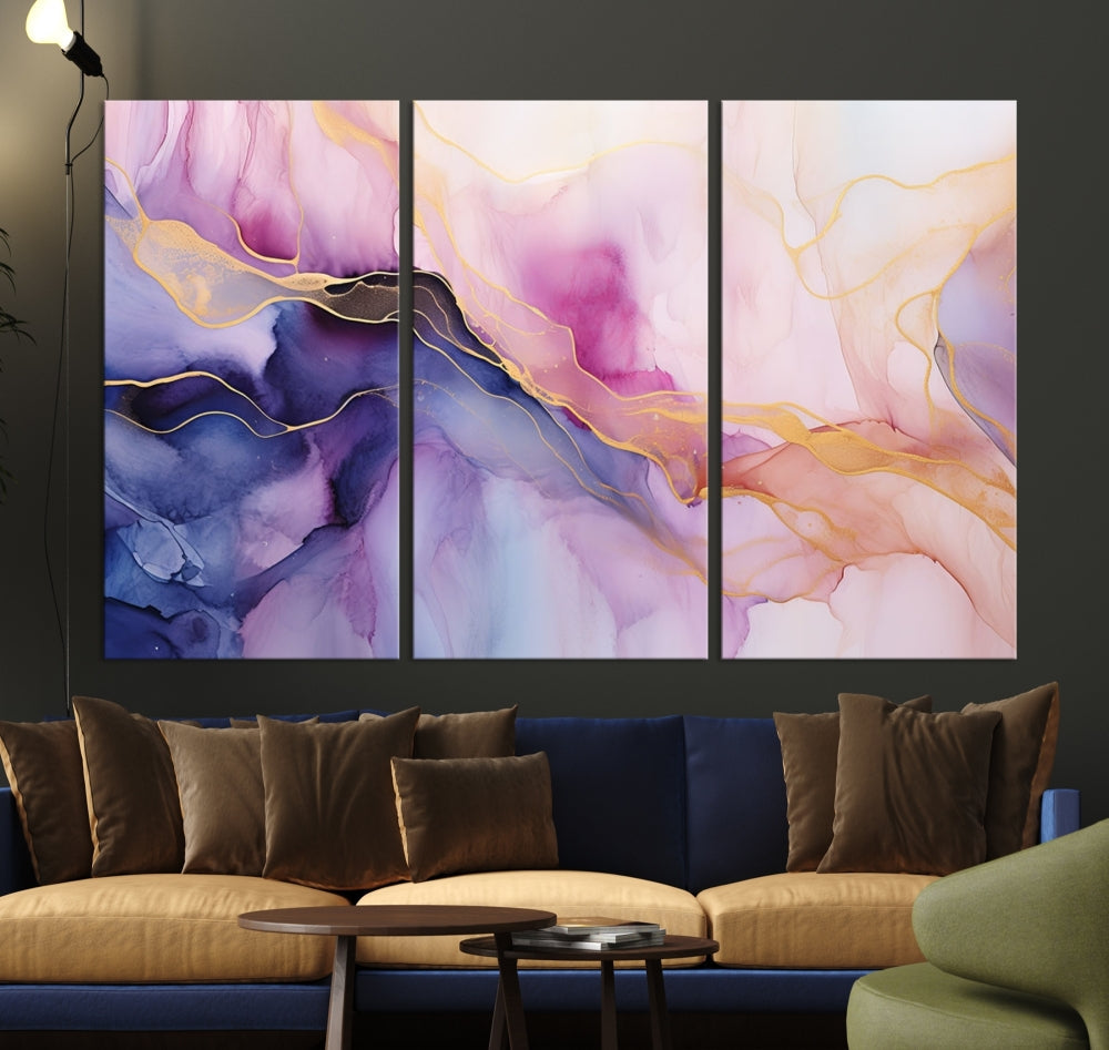 Fluid Abstract Painting, Panel Art Print, Canvas Wall Art, Modern Wall Decoration, Large Framed Abstract Print Set