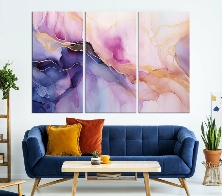 Fluid Abstract Painting, Panel Art Print, Canvas Wall Art, Modern Wall Decoration, Large Framed Abstract Print Set