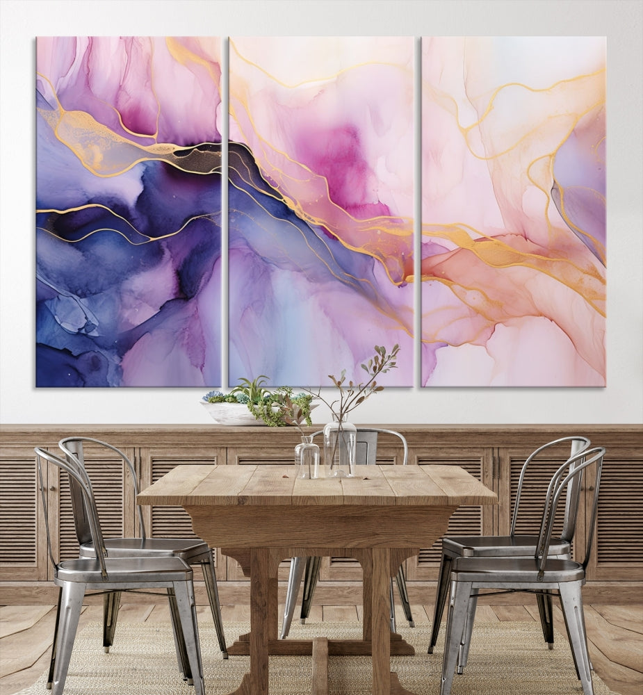 Fluid Abstract Painting, Panel Art Print, Canvas Wall Art, Modern Wall Decoration, Large Framed Abstract Print Set