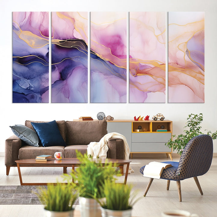 Fluid Abstract Painting, Panel Art Print, Canvas Wall Art, Modern Wall Decoration, Large Framed Abstract Print Set