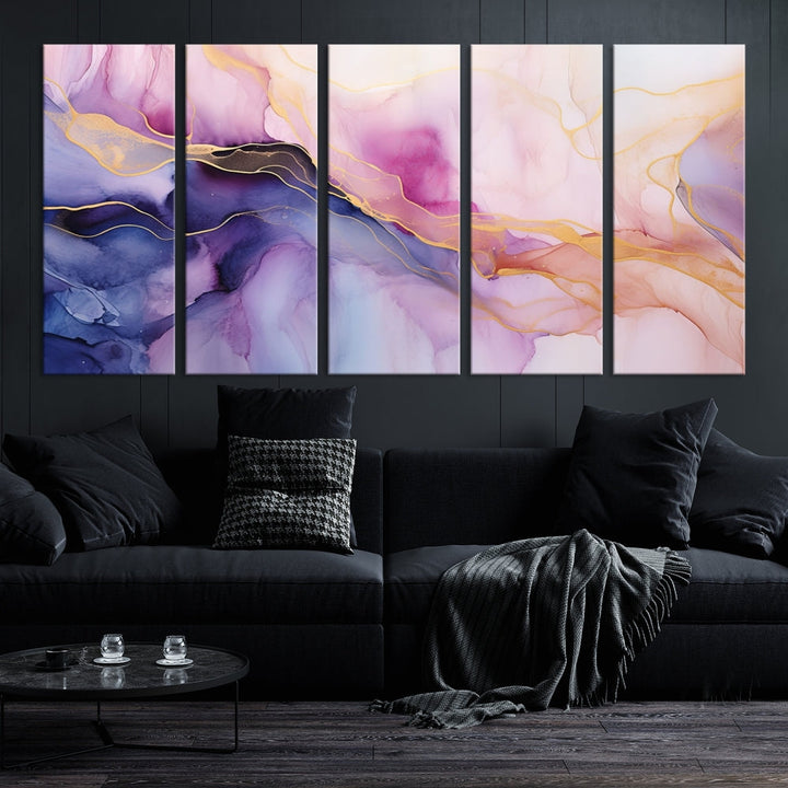 Fluid Abstract Painting, Panel Art Print, Canvas Wall Art, Modern Wall Decoration, Large Framed Abstract Print Set