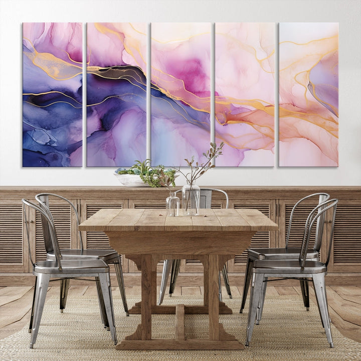 Fluid Abstract Painting, Panel Art Print, Canvas Wall Art, Modern Wall Decoration, Large Framed Abstract Print Set