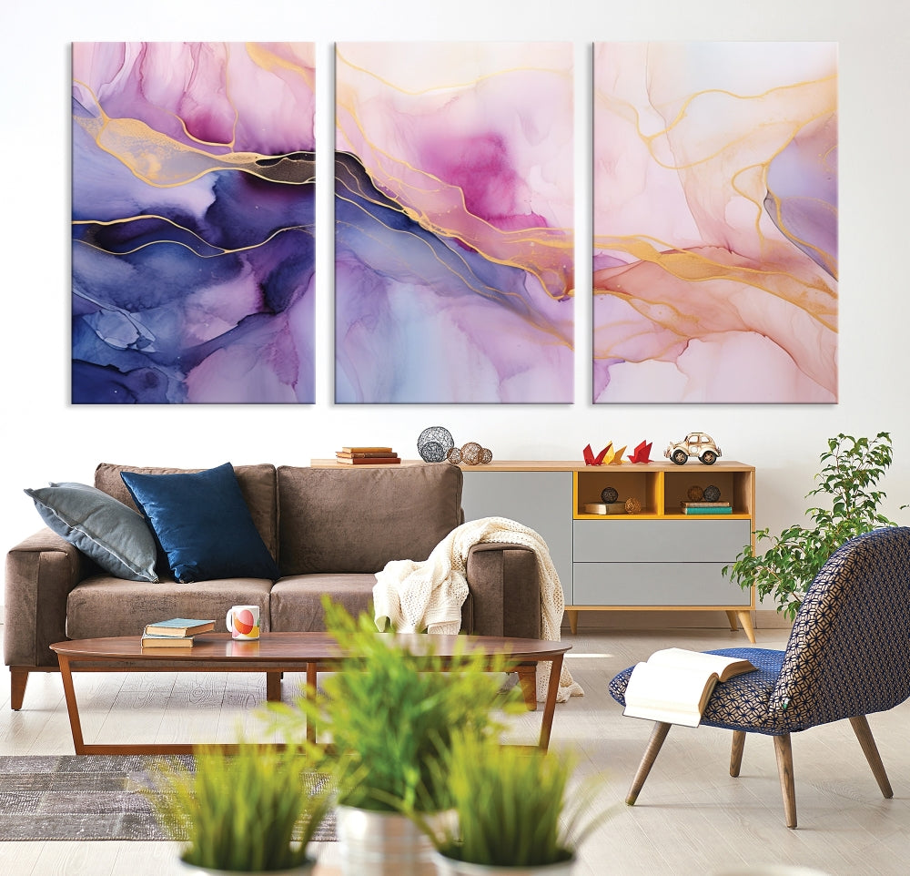 Fluid Abstract Painting, Panel Art Print, Canvas Wall Art, Modern Wall Decoration, Large Framed Abstract Print Set