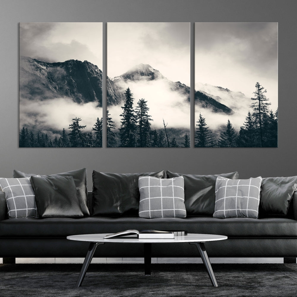 Foggy Mountain Canvas Wall Decor Nature Forest Landscape Large Wall Art Print