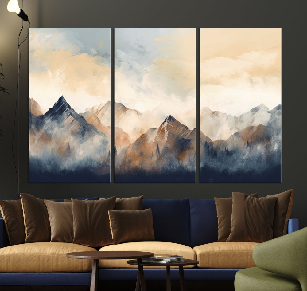 Foggy Mountain Painting Abstract Canvas Wall Art Print for Living Room Bedroom Apartment Decor