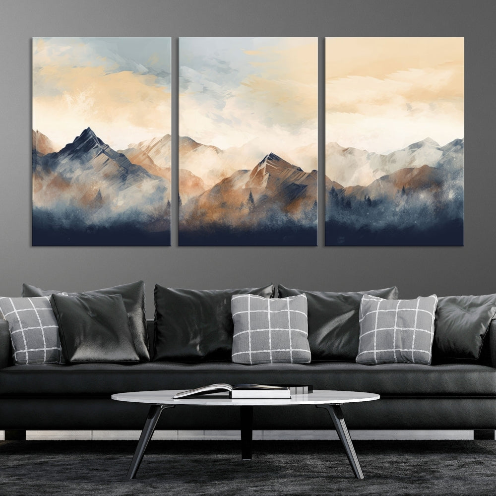 Foggy Mountain Painting Abstract Canvas Wall Art Print for Living Room Bedroom Apartment Decor