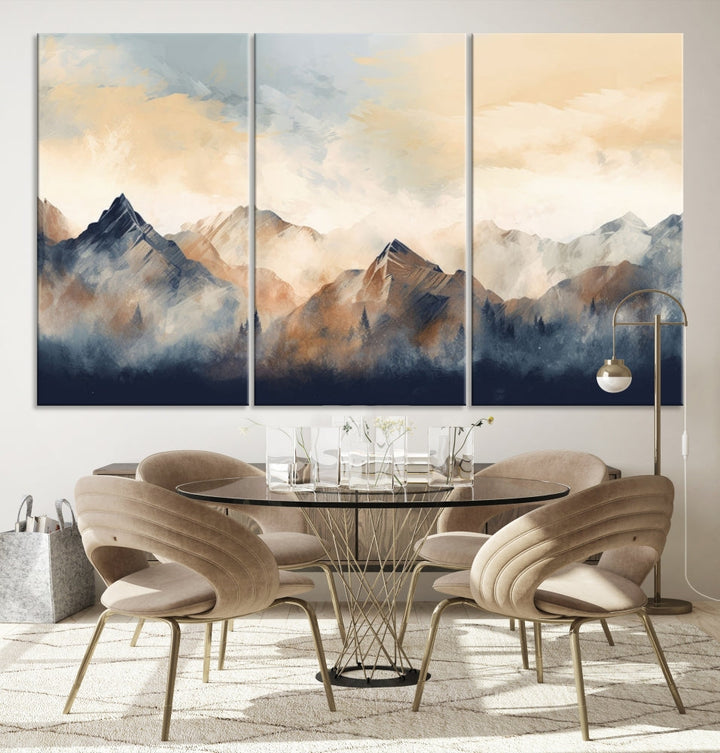 Foggy Mountain Painting Abstract Canvas Wall Art Print for Living Room Bedroom Apartment Decor