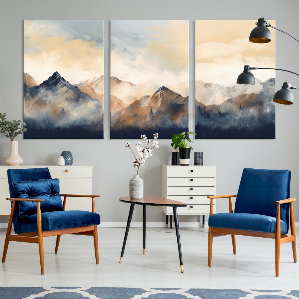 Foggy Mountain Painting Abstract Canvas Wall Art Print for Living Room Bedroom Apartment Decor