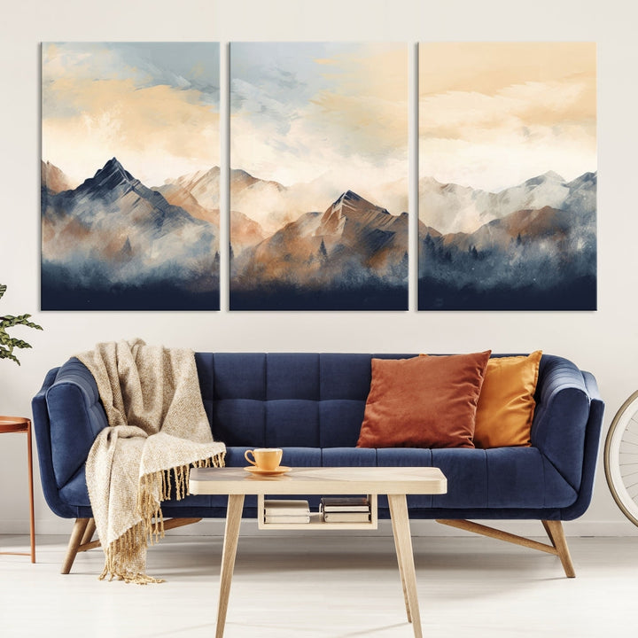 Foggy Mountain Painting Abstract Canvas Wall Art Print for Living Room Bedroom Apartment Decor