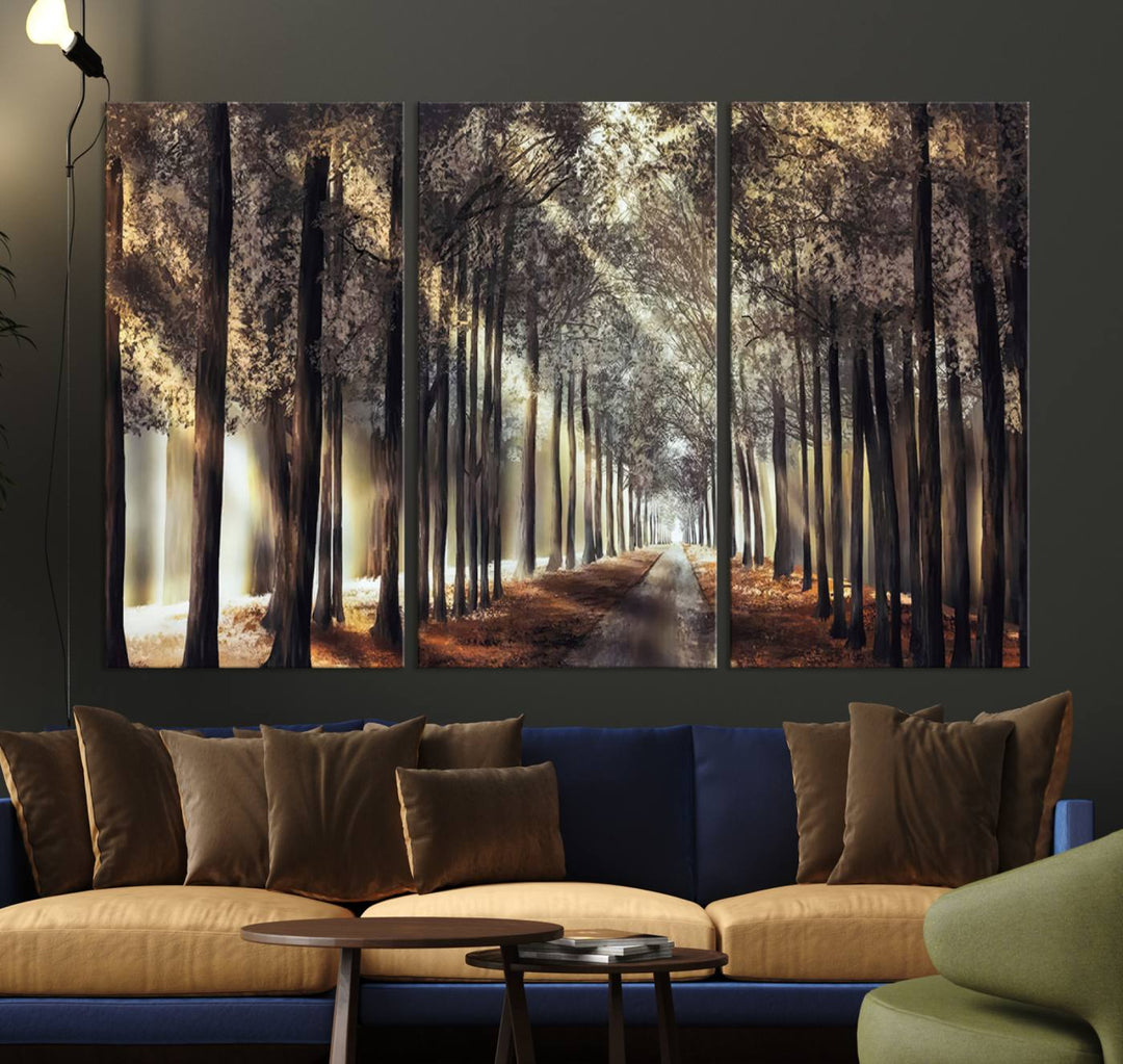 Forest Autumn Road Wall Art Canvas Print