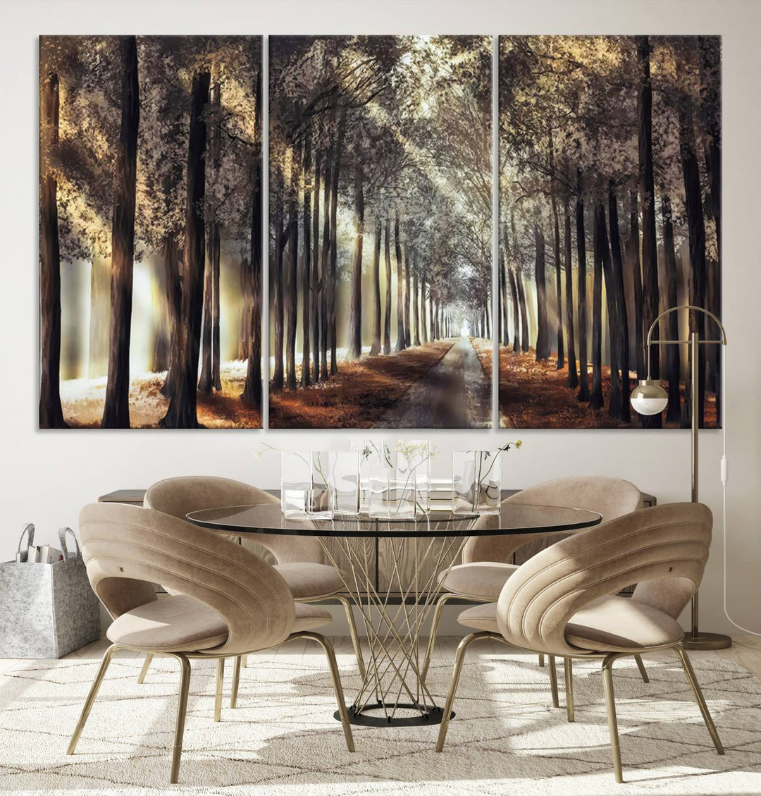 Forest Autumn Road Wall Art Canvas Print